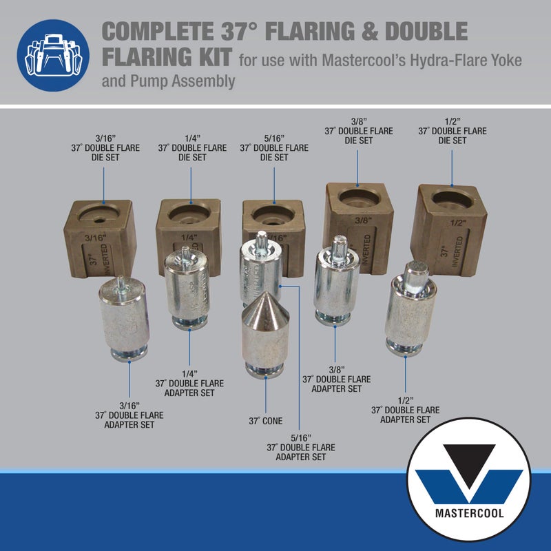 Mastercool 71098 37Â° Flaring & Double Flaring Adapter Set â€“ Hydraulic Tool Compatible â€“ For Automotive, Racing, Hydraulic & HVAC Applications (3/16â€ to 1/2â€) - Image 2